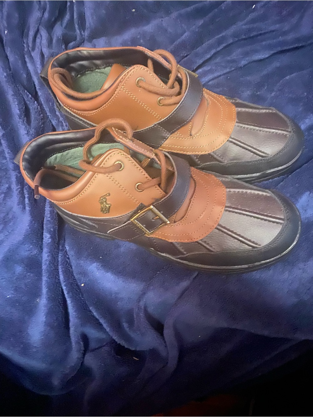 NWOT/Box Polo by Ralph Lauren Kids Two-Tone Brown Duck Boots with Buckle